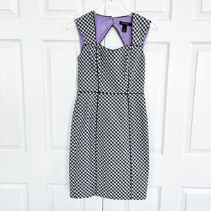 White House Black Market Checkered Cap Sleeve Sheath Dress